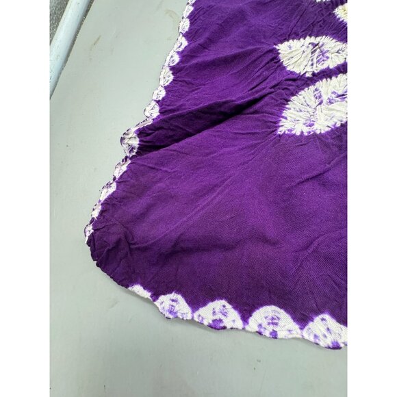 Purple white Cotton Batik Style Scarf With Leaf Design 28x28" READ - Picture 8 of 8